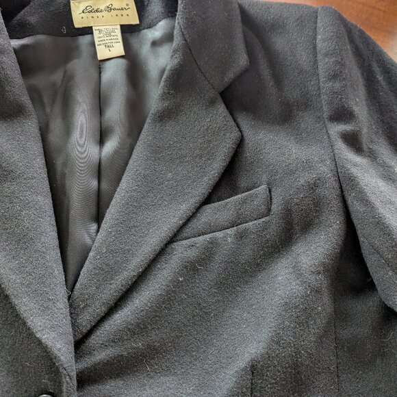 Eddie Bauer Women's Wool Blend Classic Relaxed Oversized Blazer in Black L Tall - Picture 5 of 9